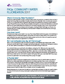 FAQs: Community Water Fluoridation